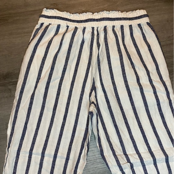 J. Crew Striped Linen Wide Leg Paper-Bag Pants - Picture 8 of 9